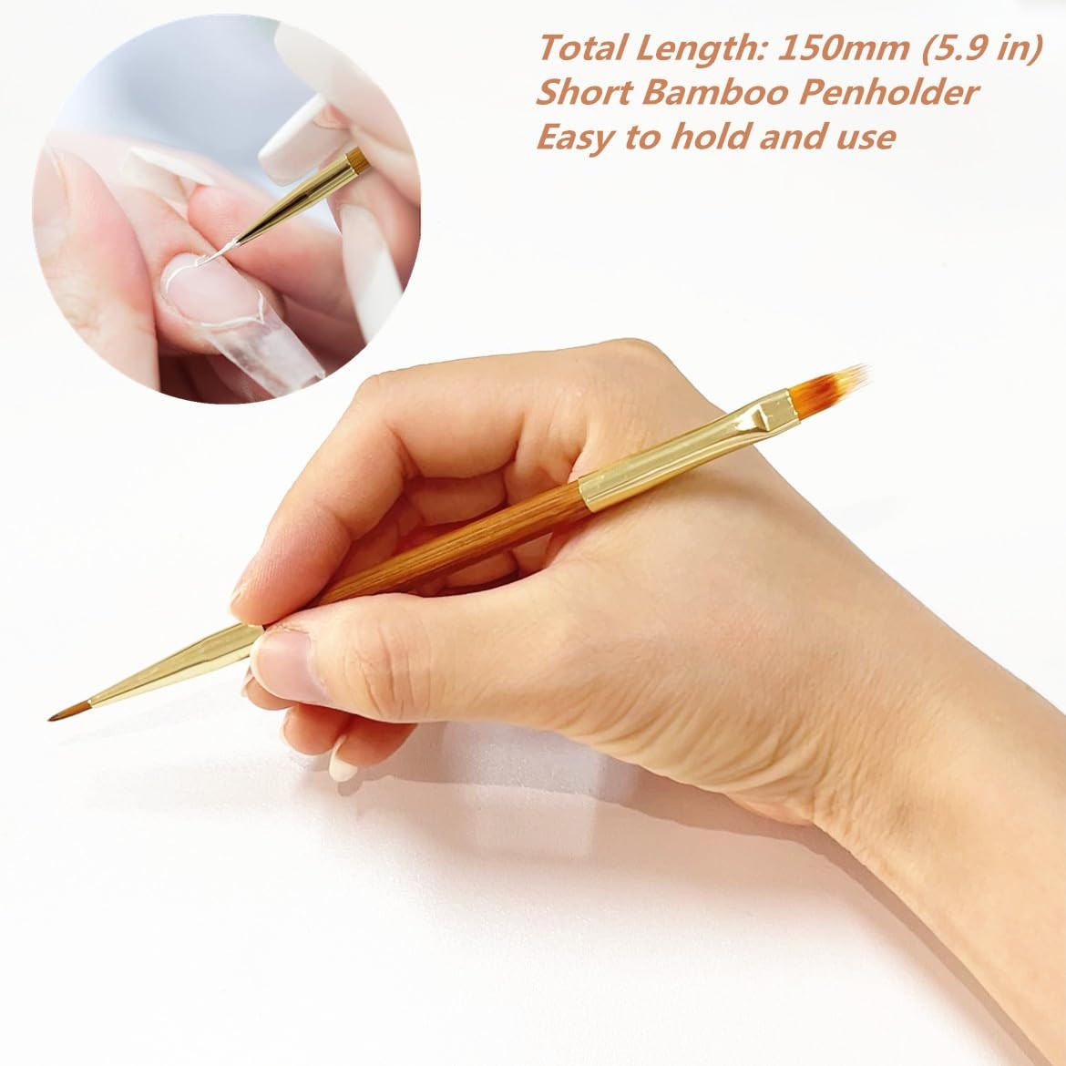 3Pcs Nail Art Drawing Brushes, Short Bamboo Penholder Double End Pen Brush