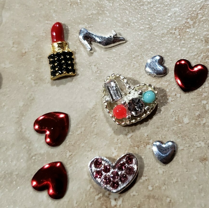 3D Nail Art Charms Rhinestone Jewelry Lot Valentine’s Hearts