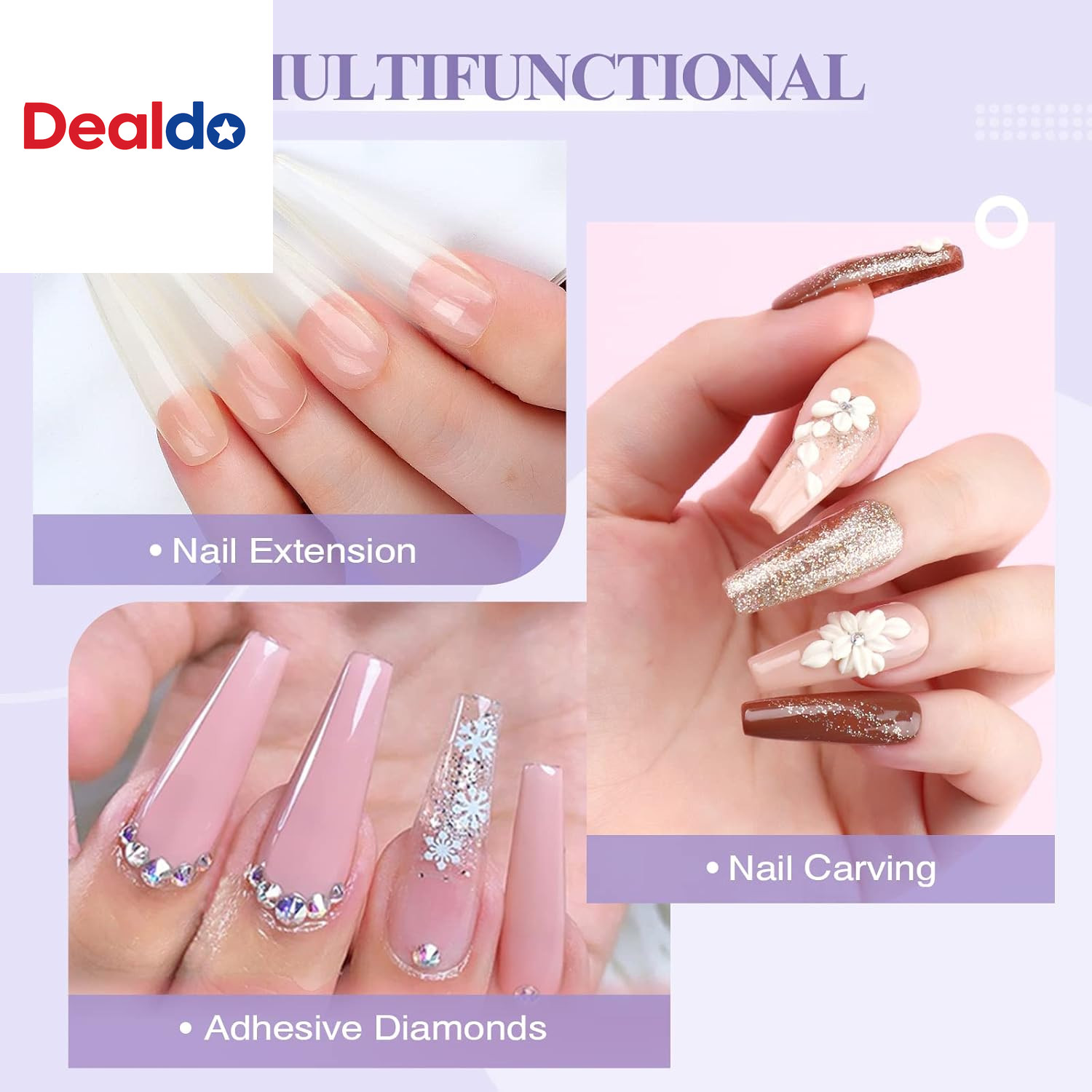 Acrylic Nail Kit for Beginners: 3 Colors Acrylic Powder, 50Ml Acrylic Liquid, #8