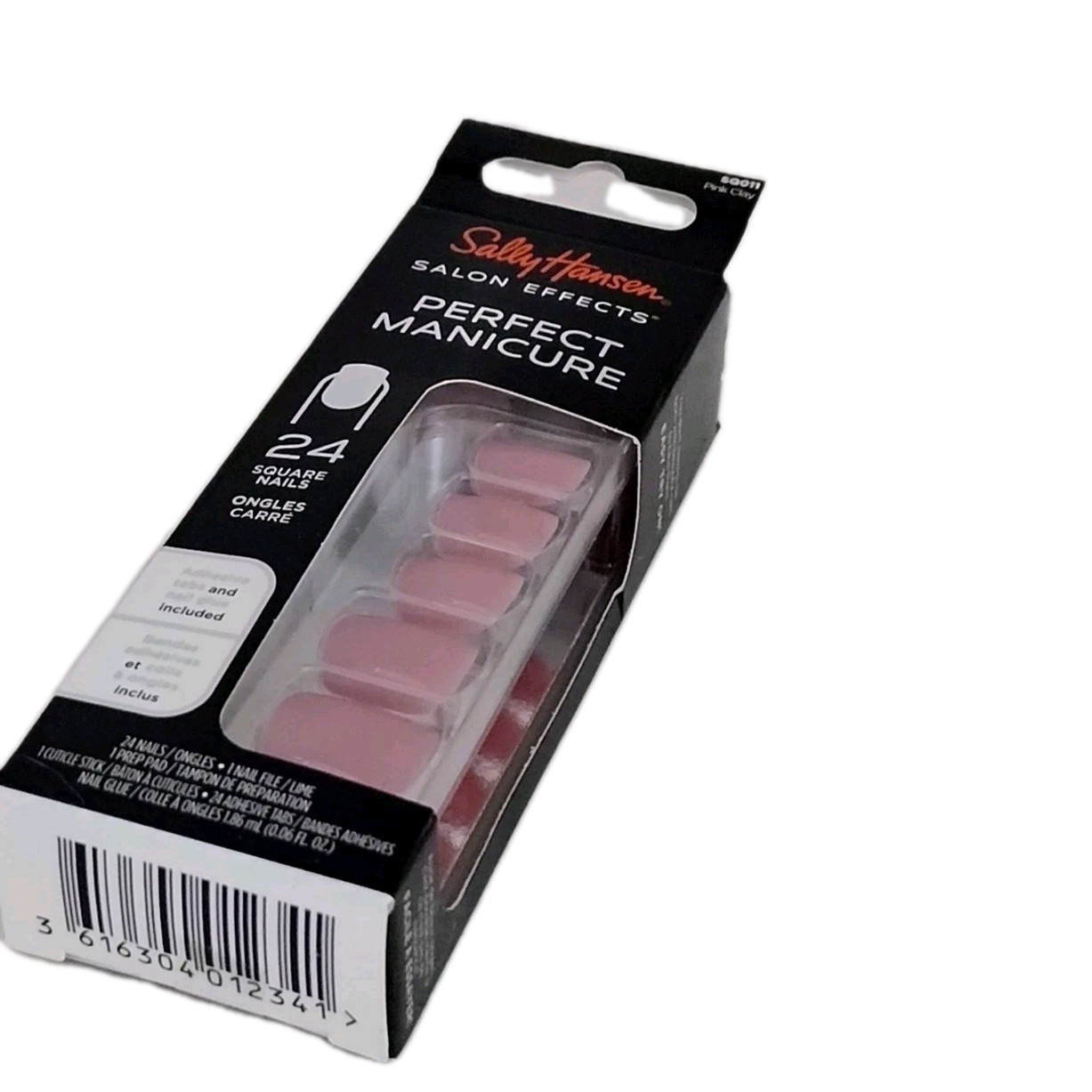 Sally Hansen SALON EFFECTS PERFECT MANICURE 24 SQUARE Press On Nails PINK CLAY