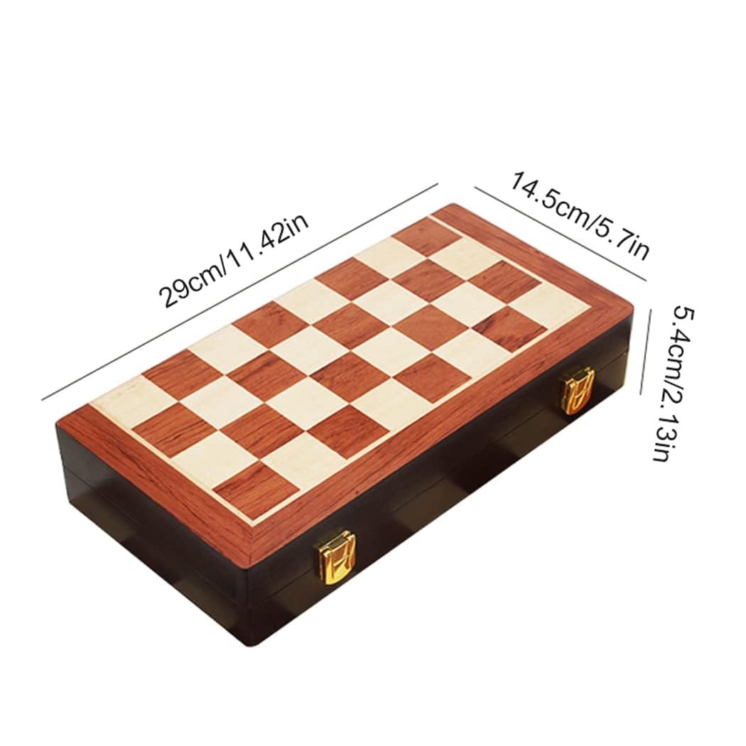 11Inch Large Deluxe Metal Chess Set – Portable Wooden 11 inches, Silver Gold