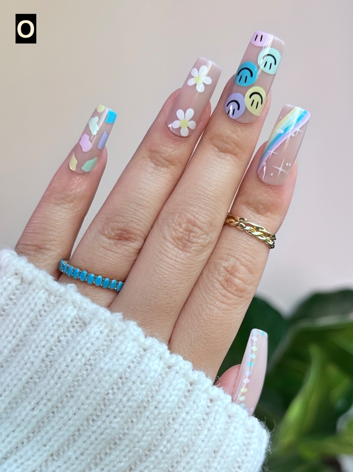 12 Boxes Flower Star French Tip Long/Mid/Short Square Press On Nails (Wholesale)