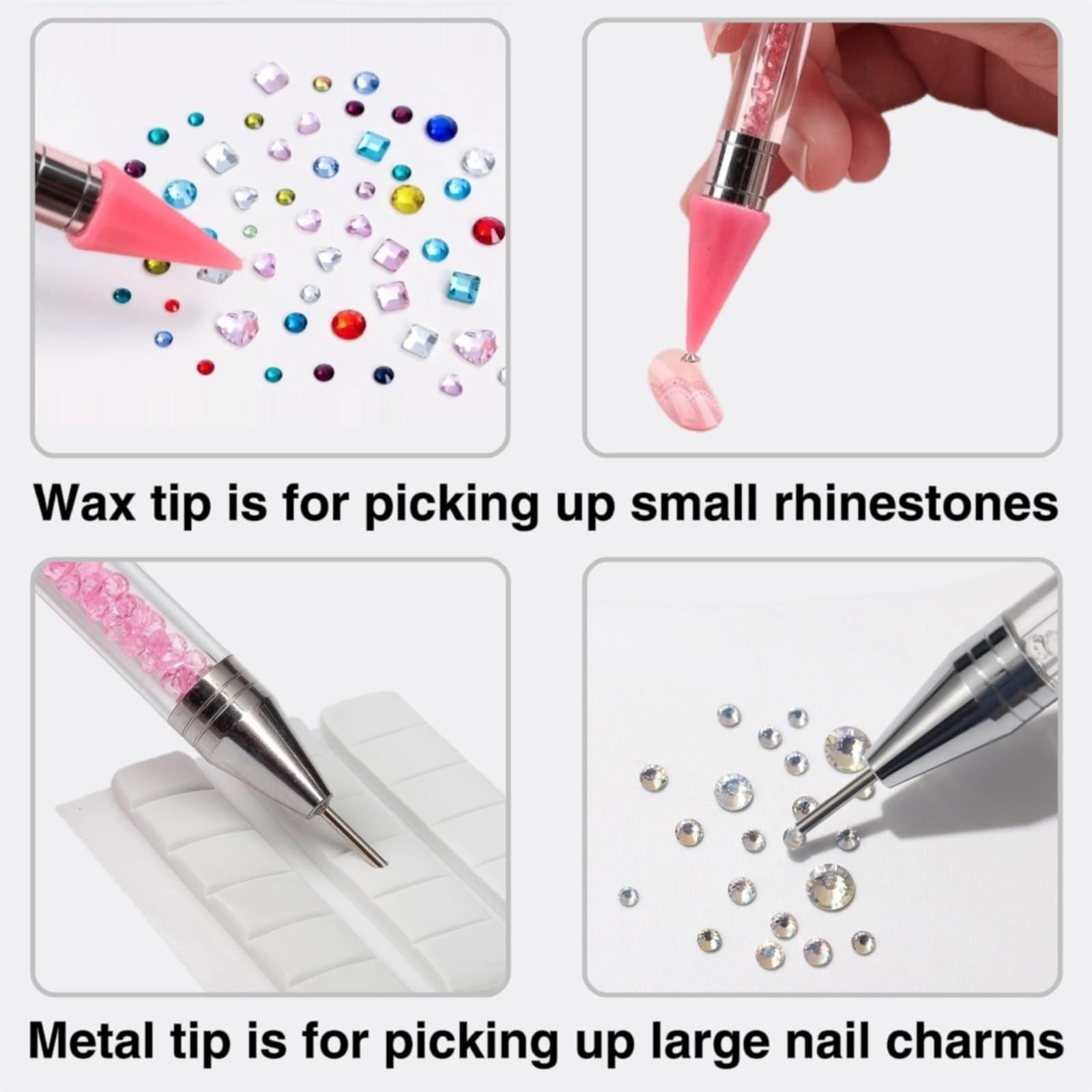 Rhinestone Picker Tool, 2 Pack Rhinestone Pen Bedazzling Pen with Tweezer