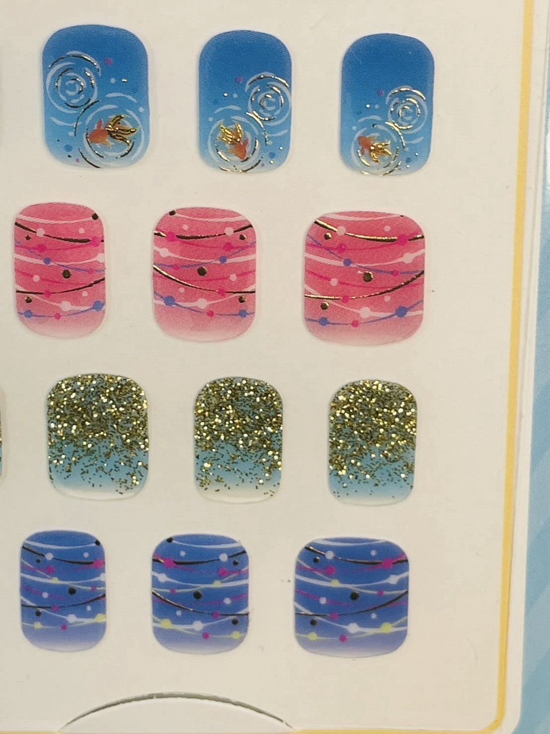Japanese Gel Nail Sticker Set ×4 | Summer Floral & Goldfish Designs