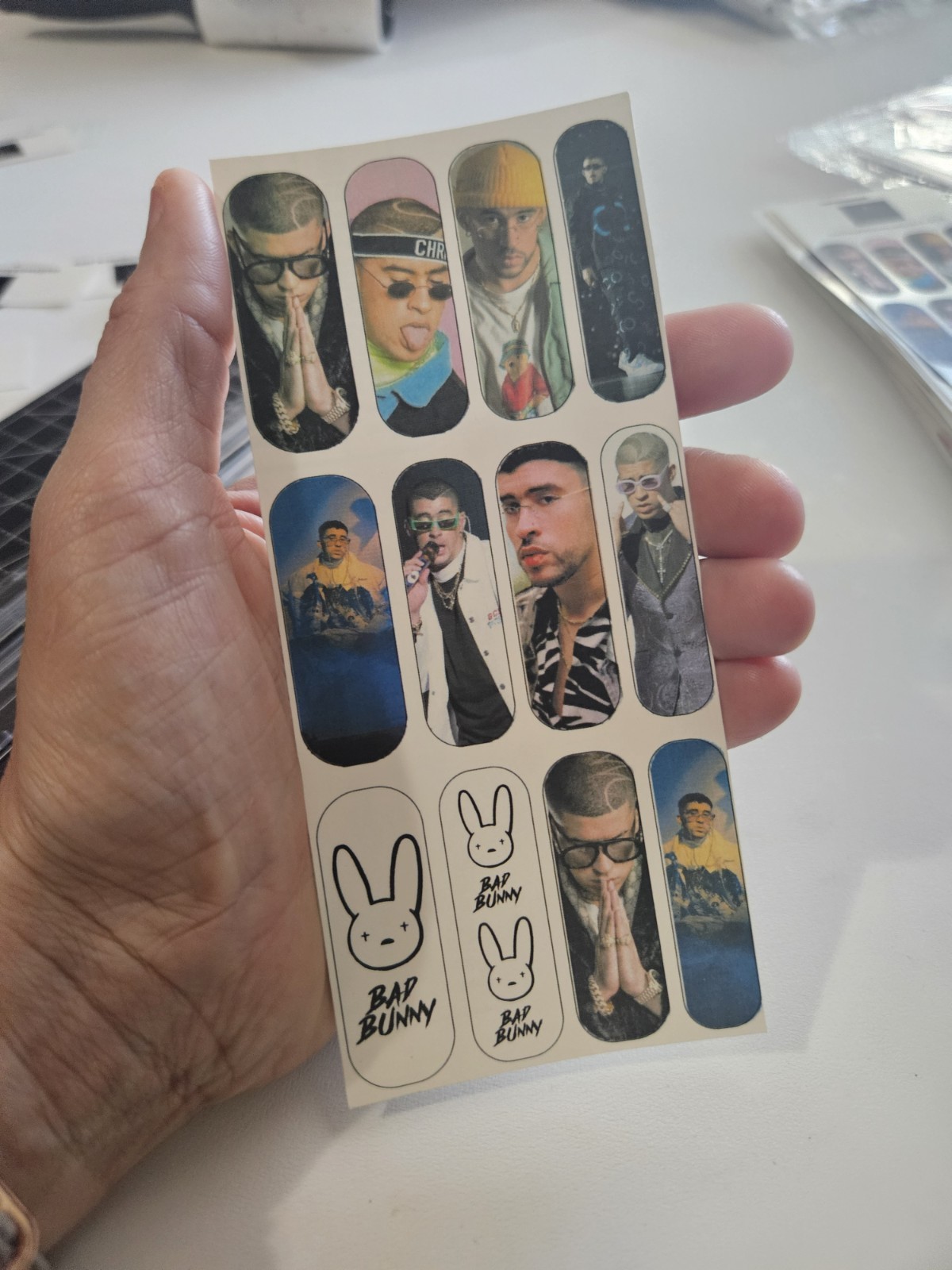 Bad Bunny Nail Decals Water Slide Full Cover Wraps DIY Nail Art 1 sheet