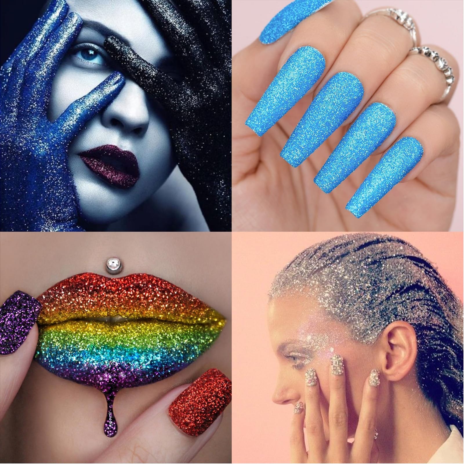 Ultra Fine Glitter for Nails, Set of 45 Colors, Extra Fine Resin Glitter Powder,