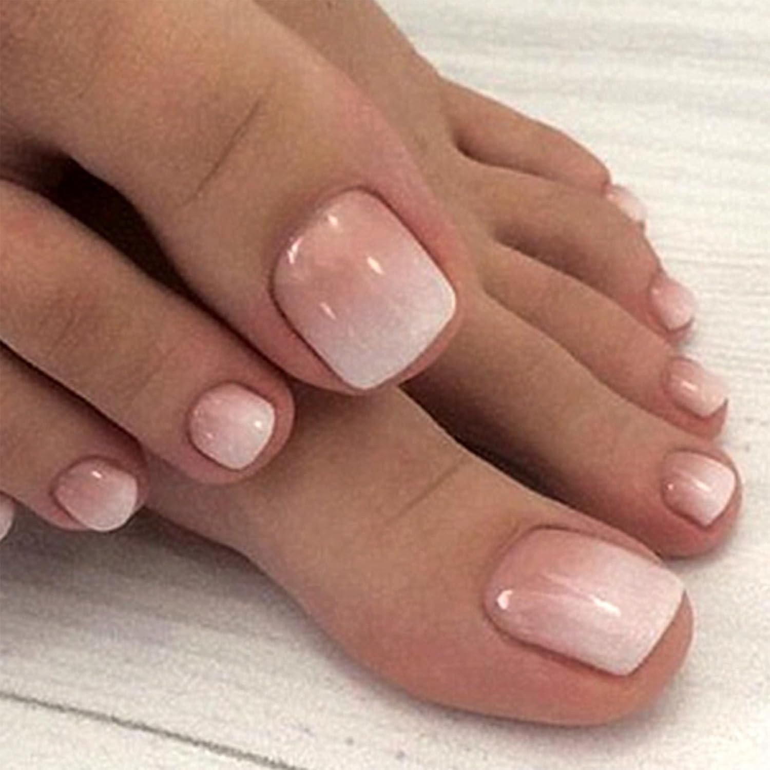 Press on Toenails Ombre Pink Fake Toe Nails Square False Toenails style23