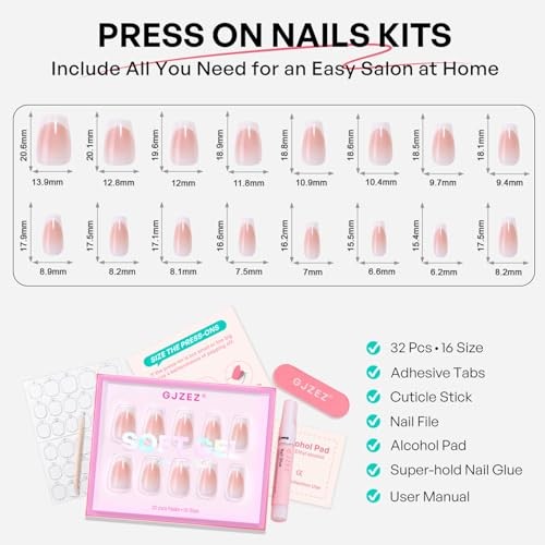 Milky White French Press on nails Christmas – Soft Gel 6-Gradient French