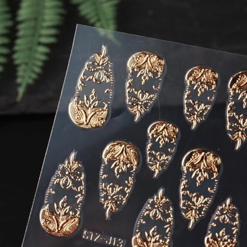 Gold Nail Art Stickers 3D Self-Adhesive Golden Foil Leaf Nail Decals style4
