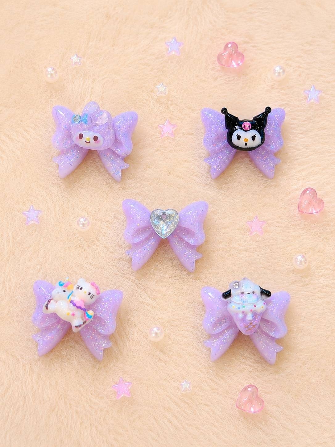 Japanese Handmade Kawaii Heart 3D Resin Nail Charms for Nail Art