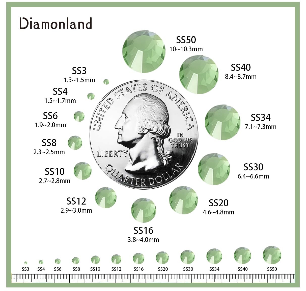 Diamonland Flatback Glass Crystal Rhinestones Rounds Gems for Bedazzling Nail…