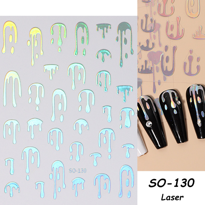 3D Nail Stickers Water Drop Flame Nail Art Decoration Stickers Decals SO130 NS39