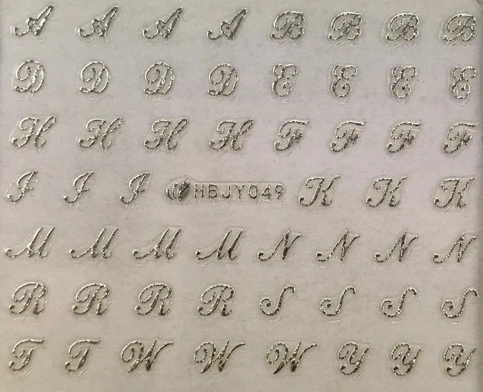 Nail Art 3D Decal Stickers Alphabet Letters Uppercase Silver HBJY049