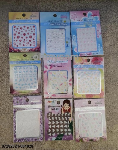 CLOSEOUT 9 NEW SET 3D NAIL ART MULTI COLOR DESIGN & STYLE MANI PEDI EZ 2 APPLY