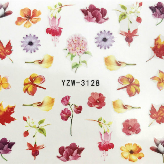 Multicolor Maple Leaf Flower PVC Nail Art Decoration Stickers #859-3128