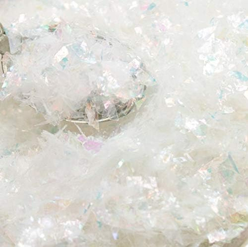 Snow White Flitter Flakes Iridescent Ice Glitter Flakes for Nail Art – Lightweig