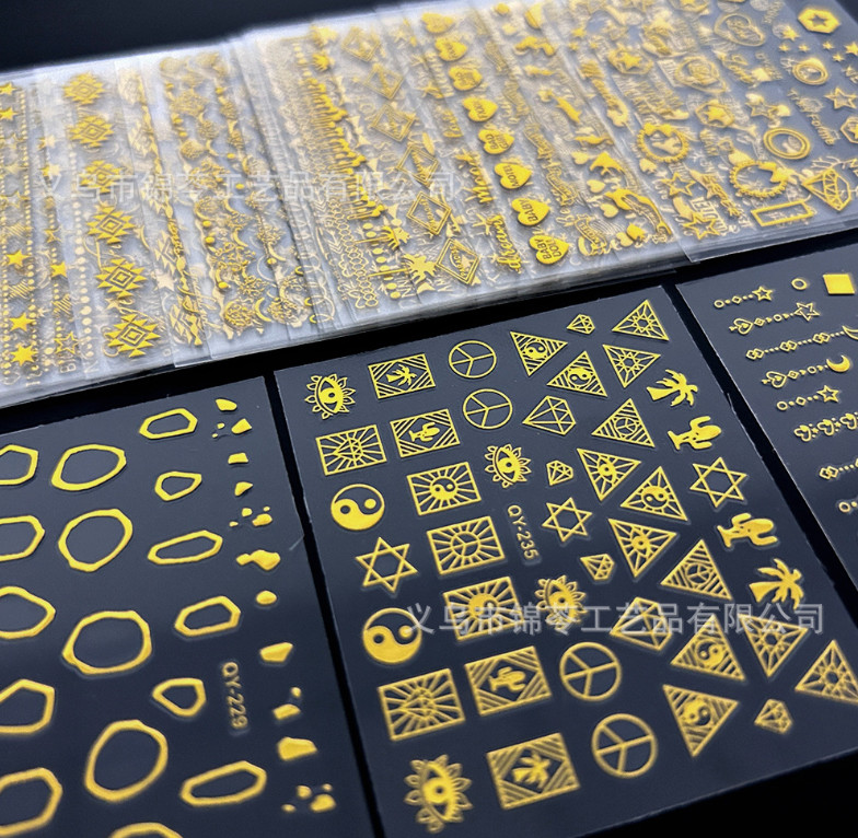 30 Sheets Nail Art Golden Sticker Decal Line Letters Lace Slider Manicure G1