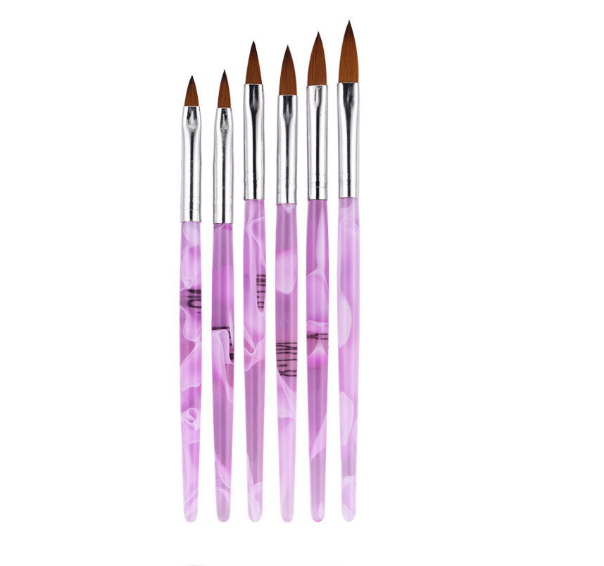 6pcs Set Nail Art Brush Pen Acrylic UV Gel Glitter Builder 2#/4#/6#/8#/10#12#