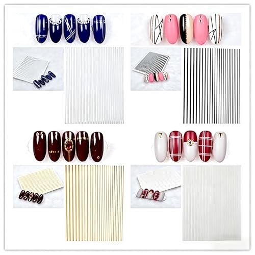 4 Colors ins Minimalist Style Nail Stickers,French Line Nail Art French Lines