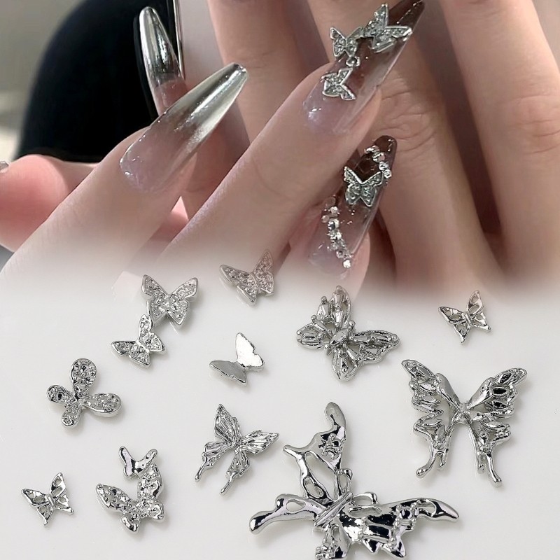 20Pcs Eye Catching 3D Butterfly Bowknot Nail Ornaments Perfect for Any Occasion