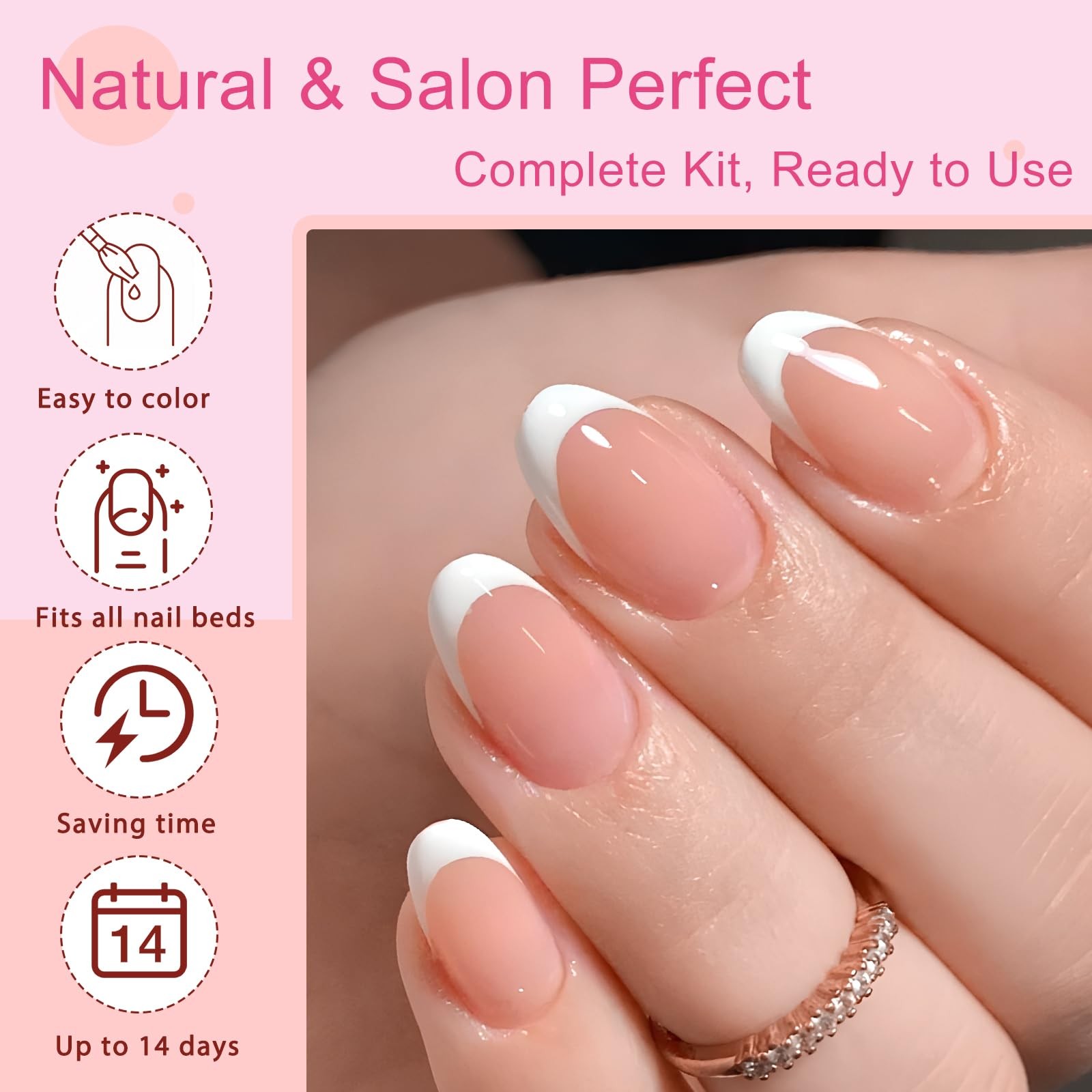 AddFavor 240pcs French Tip Press on Nails Short Oval Fake Nails, White French…
