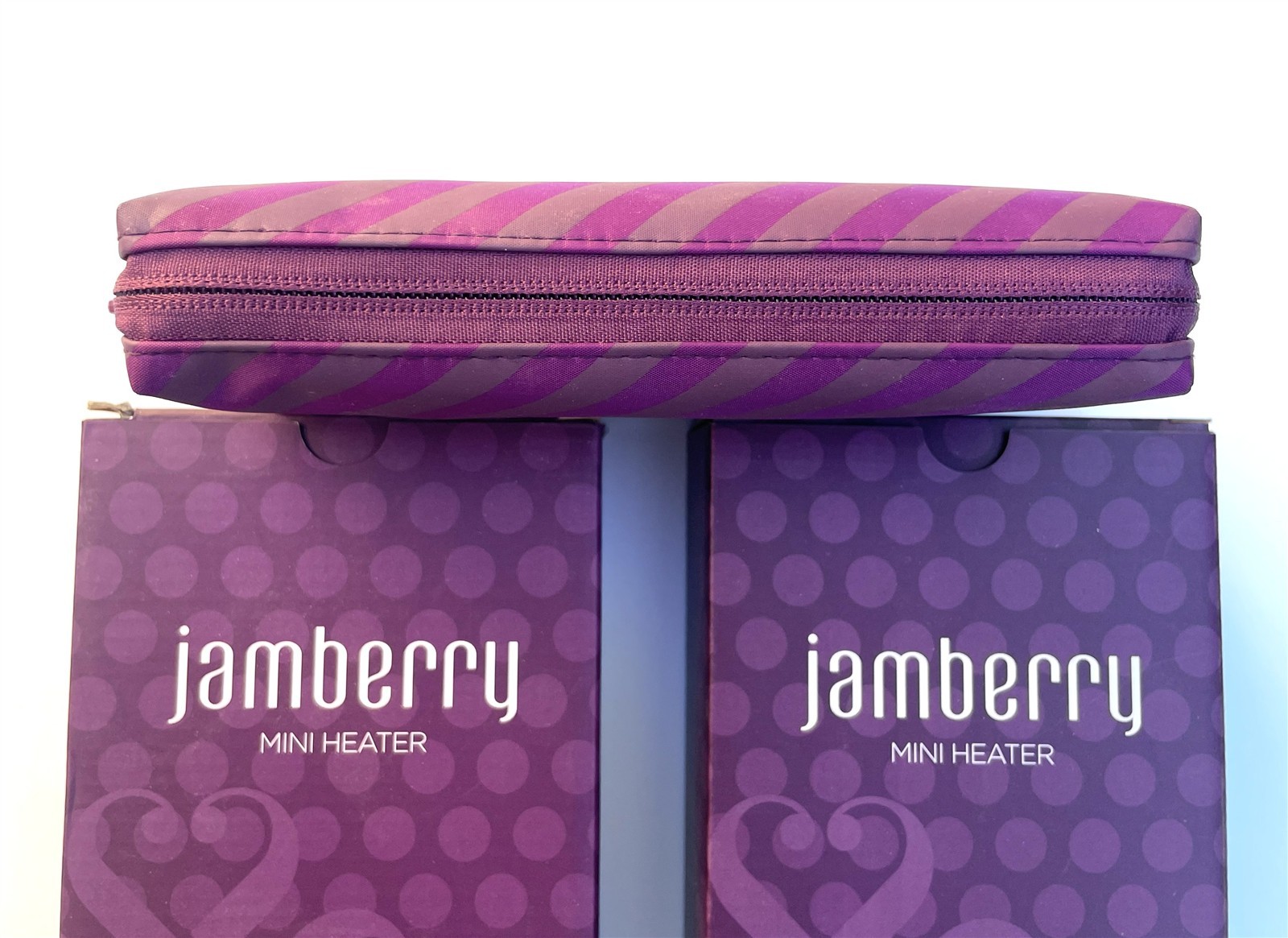 (2) New in Box Jamberry Mini Heaters Nail Wrap Dryers + Zippered Accessory Pouch
