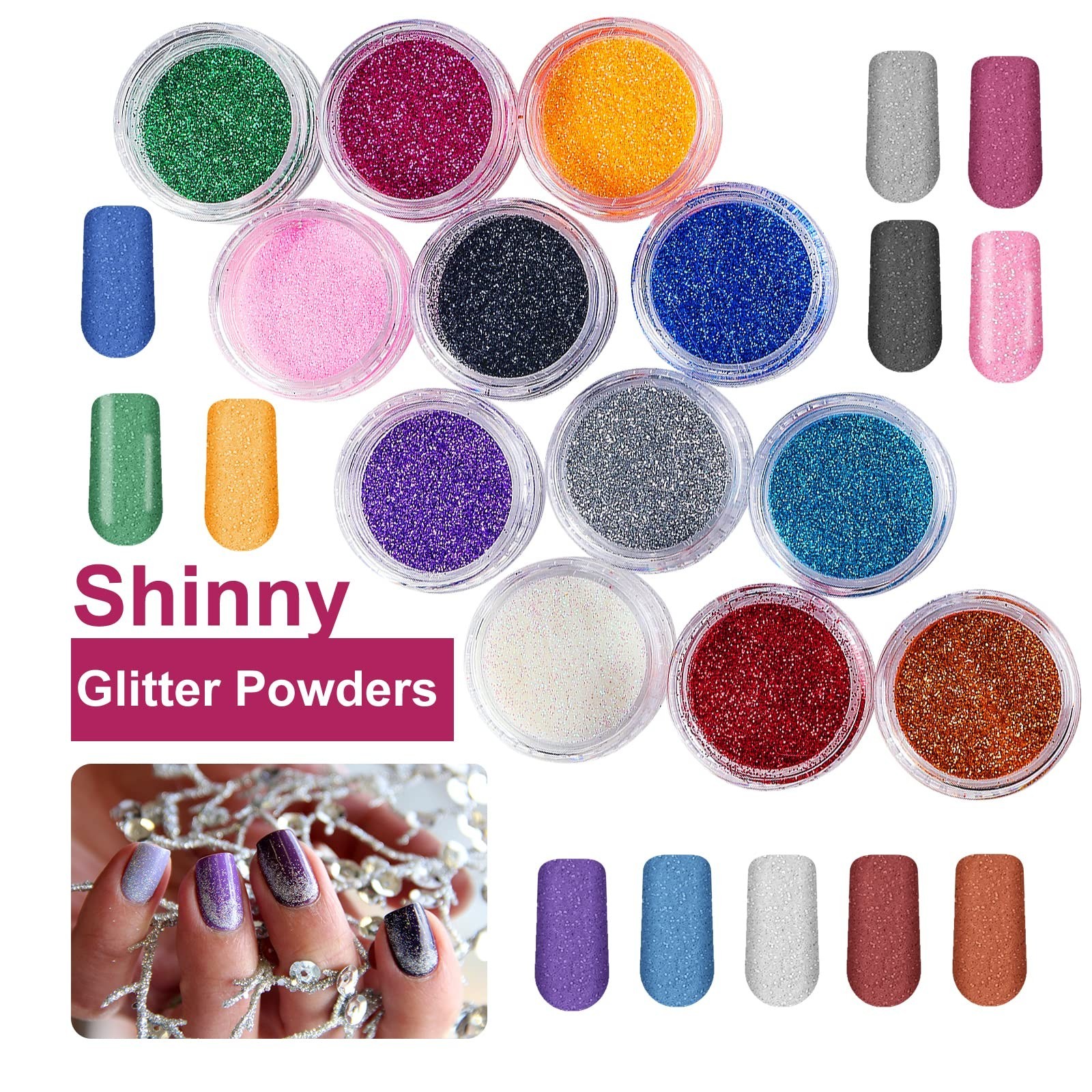 Acrylic Nail Kit for Beginners – DIY Nail Extension Set, 3 Colors & 12 Glitter P