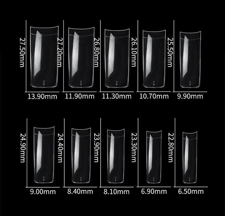 500Pcs French Half Cover Artificial False Square Nails Tips Acrylic UV Gel Clear