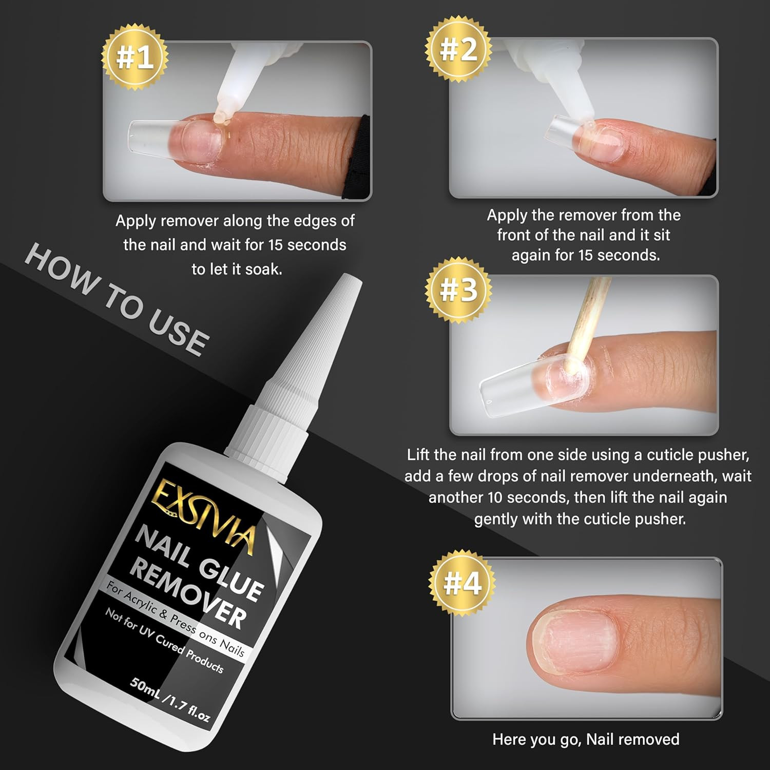 Super Strong 2Nd Generation Nail Glue 10Ml Acetone-Free Remover 50Ml Cuticle Kit