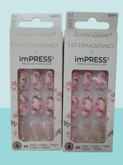 KISS IMPRESS PRESS-ON MANICURE-LOVESHACKFANCY #88899 NWB LOT OF 2