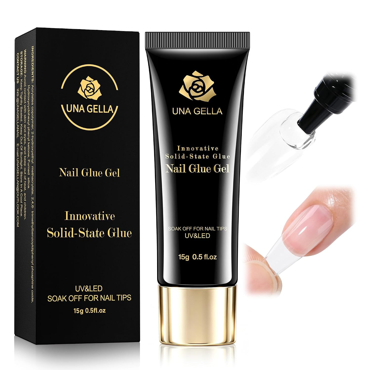 UNA GELLA Super Strong Nail Glue Gel for Press-On Nails & Tips, 15G