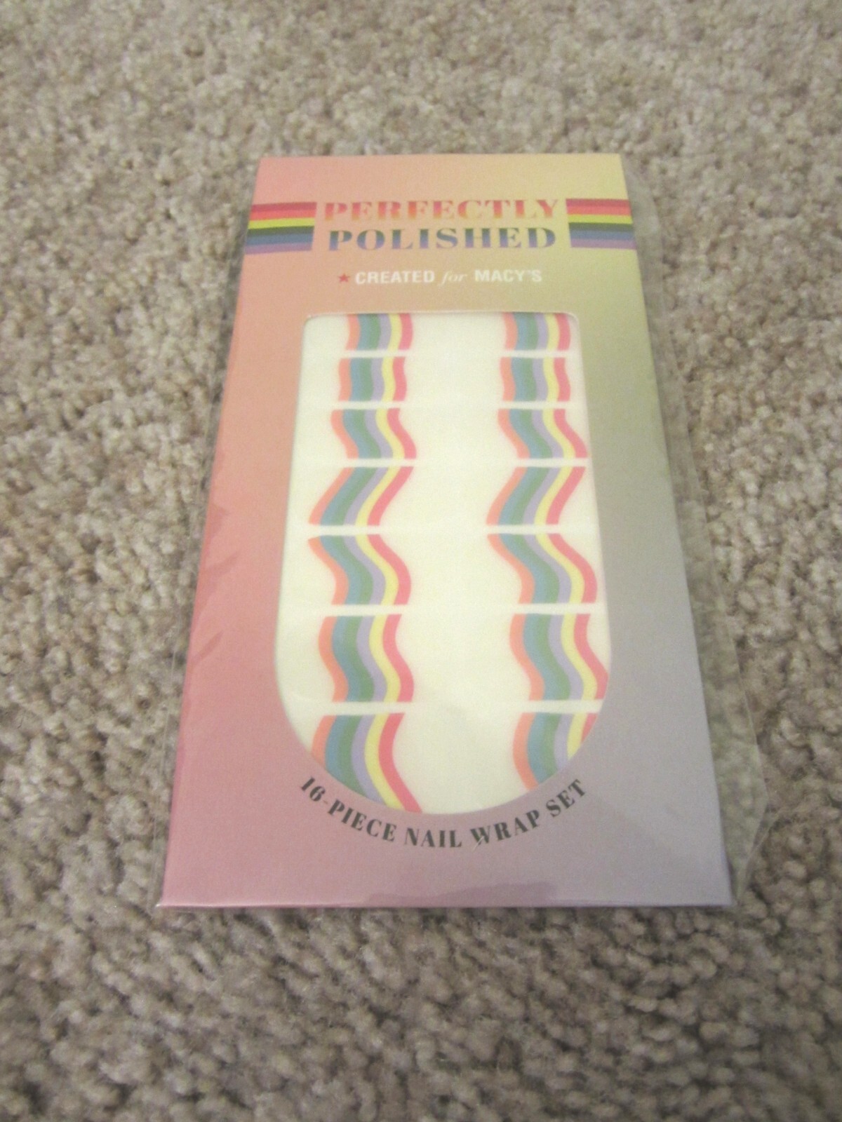 Macy’s Perfectly Polished rainbow nail wrap set, 16 pieces