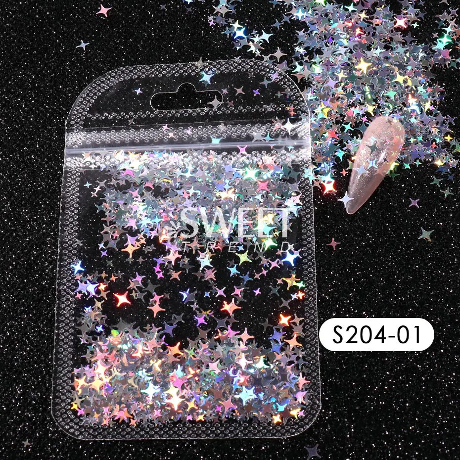 Holographic Star Four pointed Star Nail Paillettes Sparkly Laser Design Sequin
