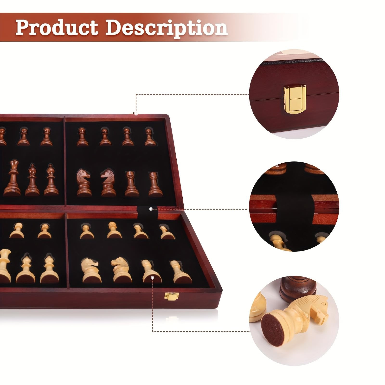 20″ Extra Large Solid Walnut Wooden Chess Set with 2 Queen Pieces – 20