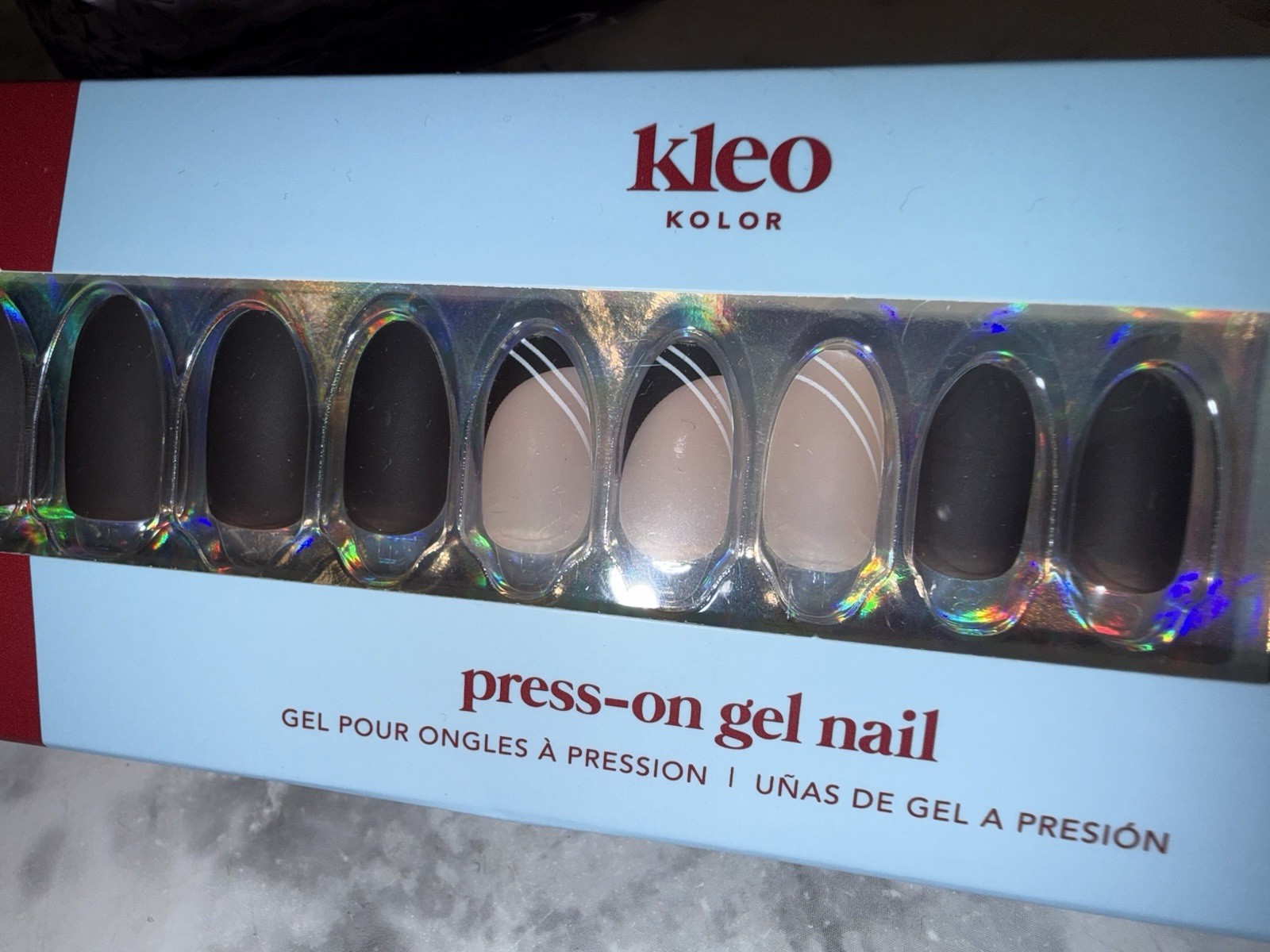 New Kleo Kolor Press-On Gel Nails – Long Almond Cafe Crème
