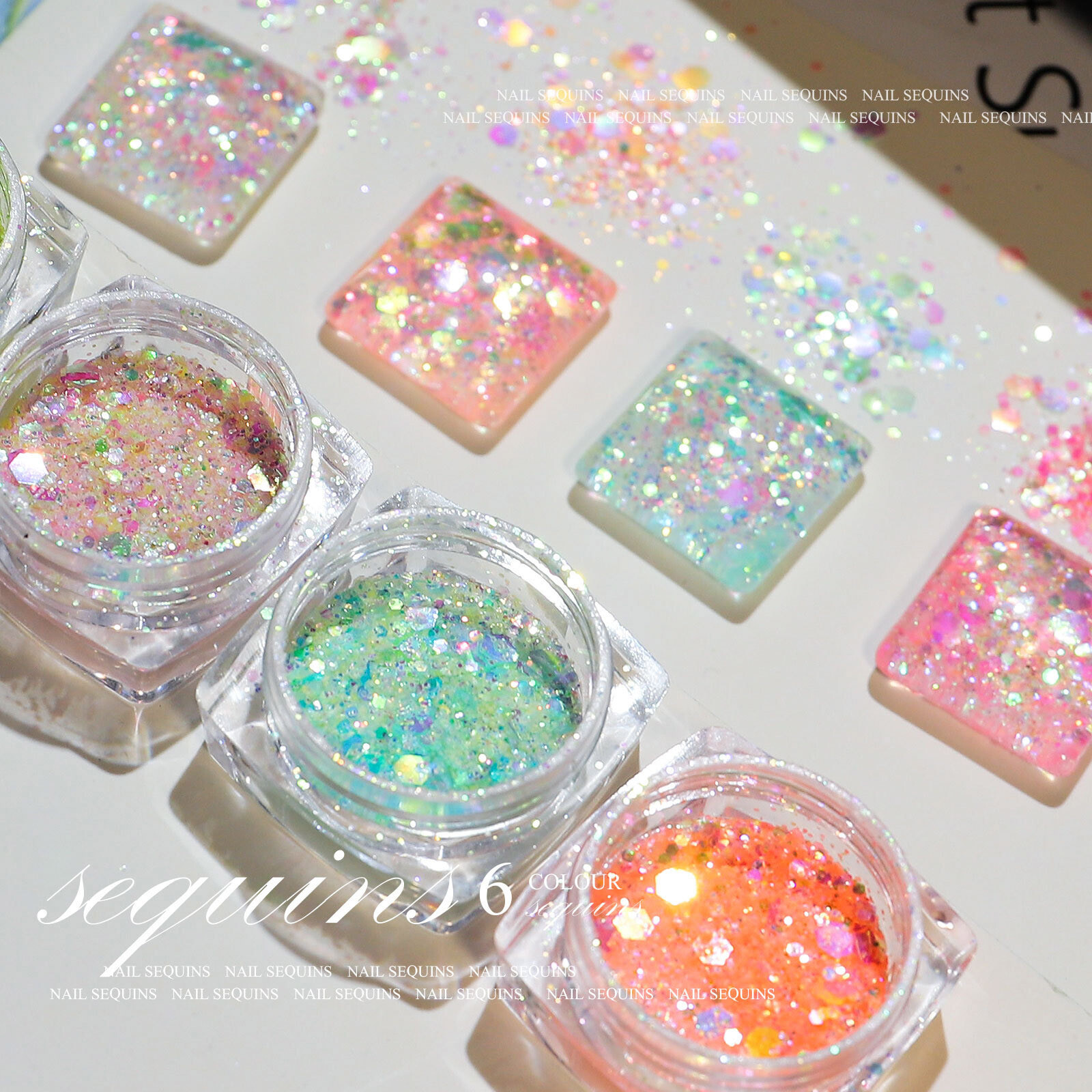 2 Pots Super Shiny Sequins Nail Art Glitter Dust Sparkly Pigment Decoration DIY