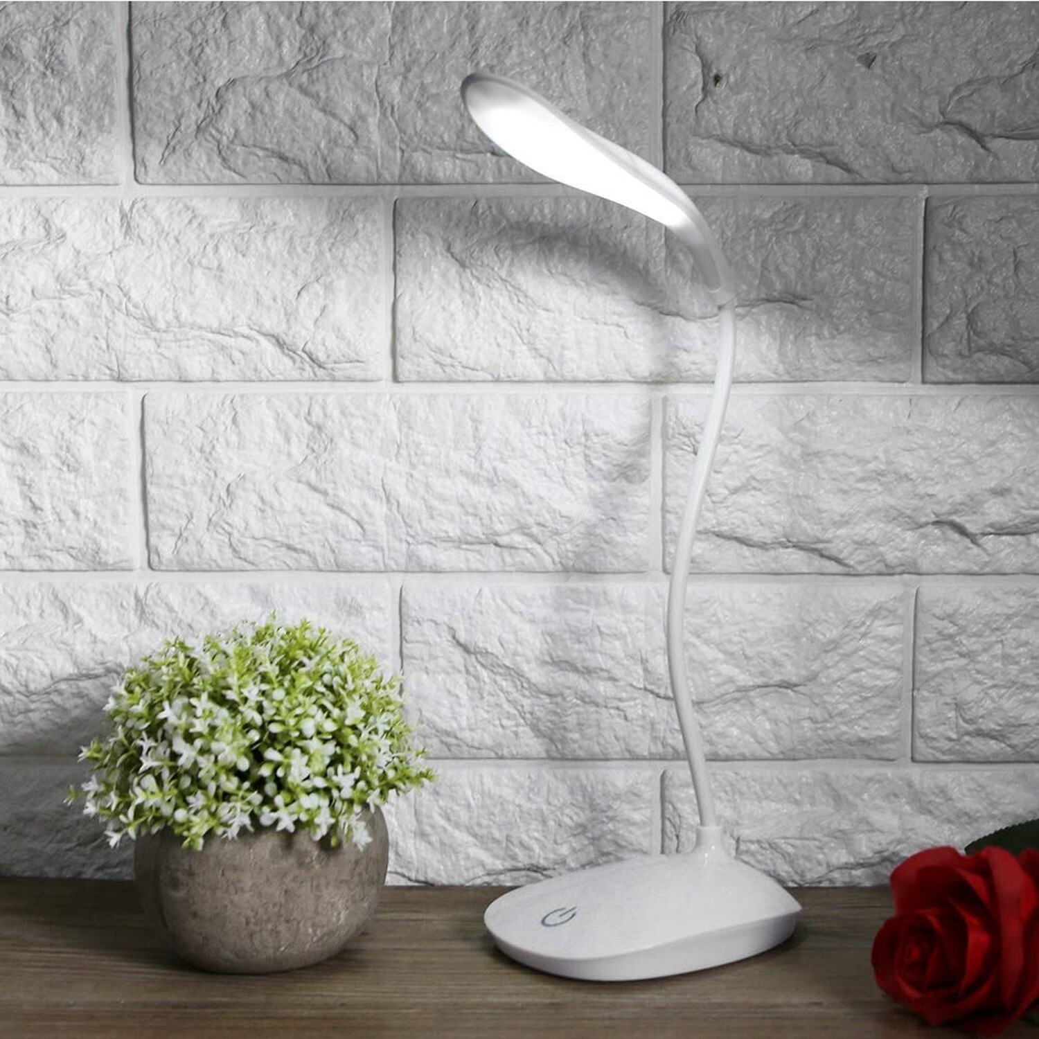 USB Charging Table Lamp with Flexible Neck, 3 Levels Dimmable LED Desk Light …