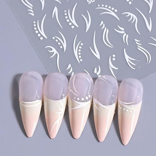 4 Sheets Leaf Nail Art Stickers, Abstract Leaves Nail Abstract Leaves Style 9