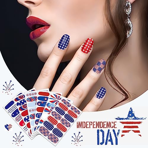 6 Sheets 4th of July Nail Wraps Independence Day Nail Polish 4th of July-01