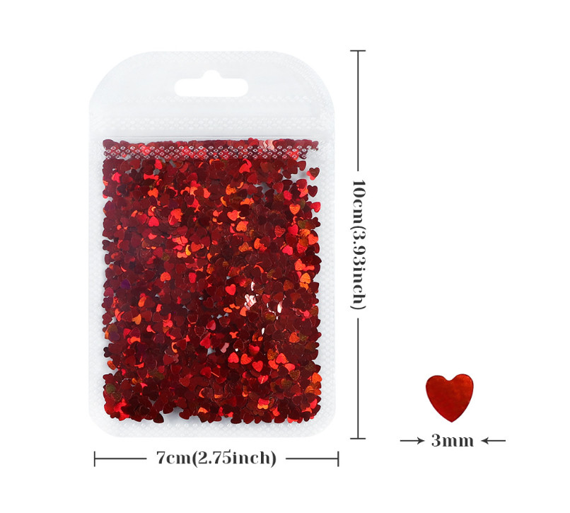 Holographic Love Hearts Nail Art Glitter Sequins Valentines Day Nail Charms NH25