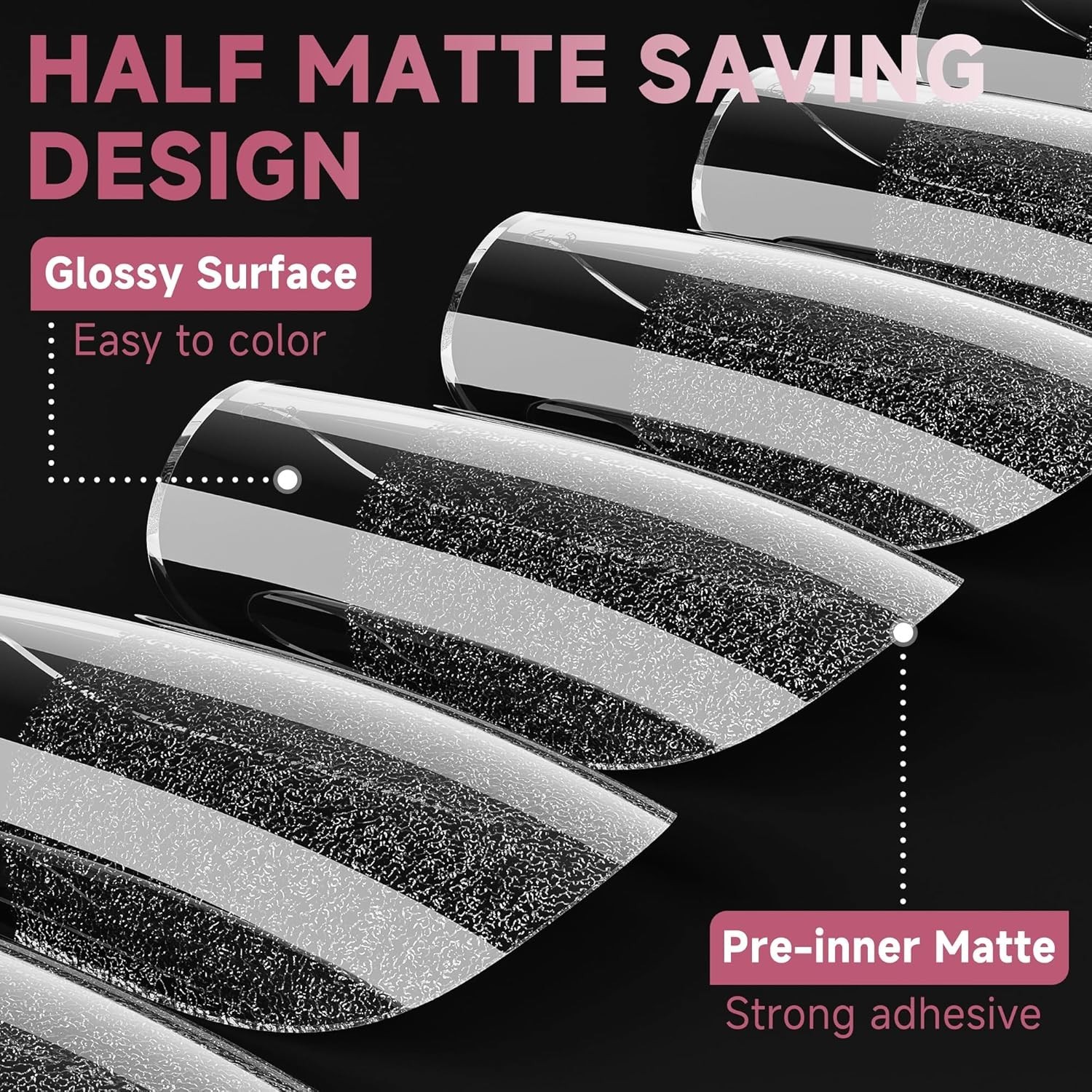 312pcs Medium Square Gel Nail Tips – Half Matte False Acrylic for Salon Quality