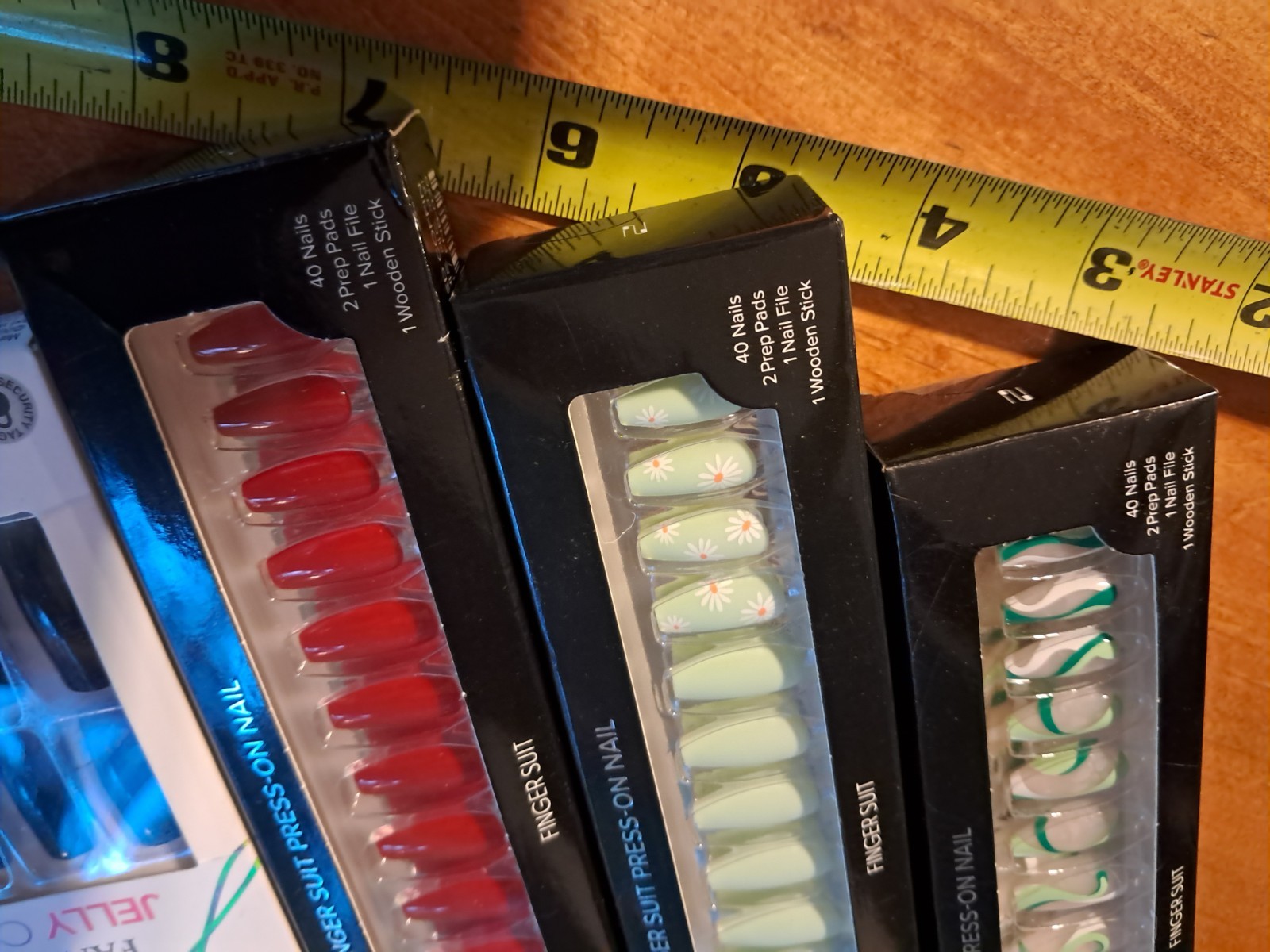 Finger Suit Press On Nails Lot Of 3 (40×3) 120 Total + Extra Box