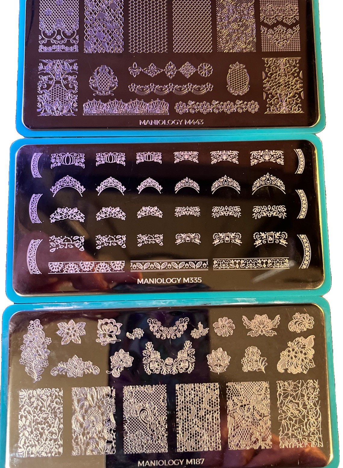 Maniology Nail Stamping Plates Flowers And Lace M187, M443, M355