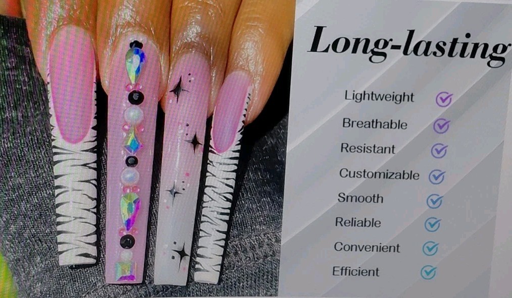 UNA GELLA Square Nail Tips XXL Long Half Cover Gel Tips 120PCS No C Curve XLONG