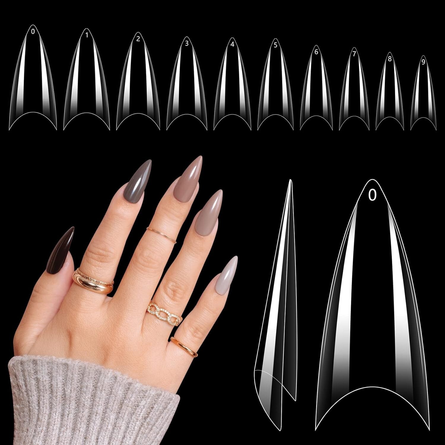 500Pcs False Nails Long Stiletto Acrylic Half Cover Tips Pointy Gel Nail US