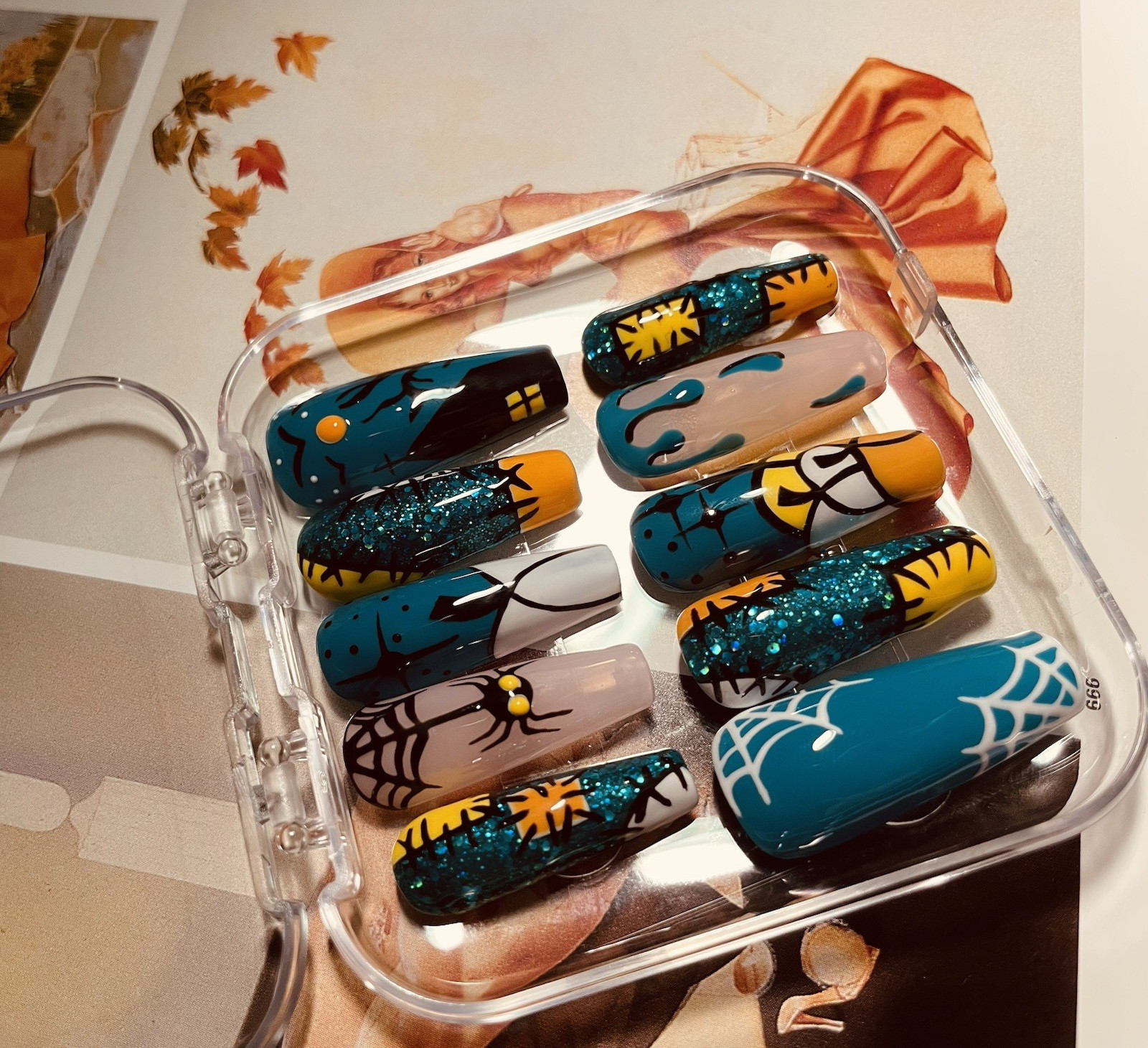 Halloween Press-On Nails Long Coffin Sz M