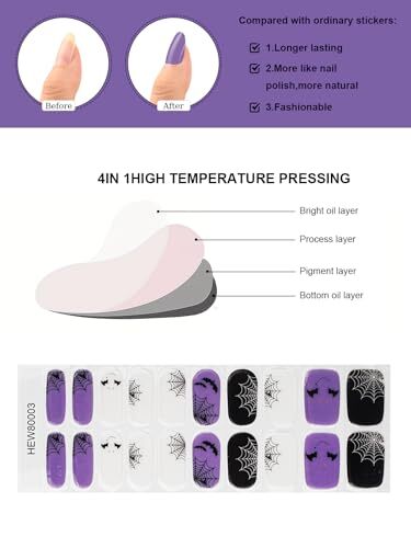 Semi-Cure Nail Gel Strips,Nail Gel Stickers for Halloween Party,23PCS Gel Nail
