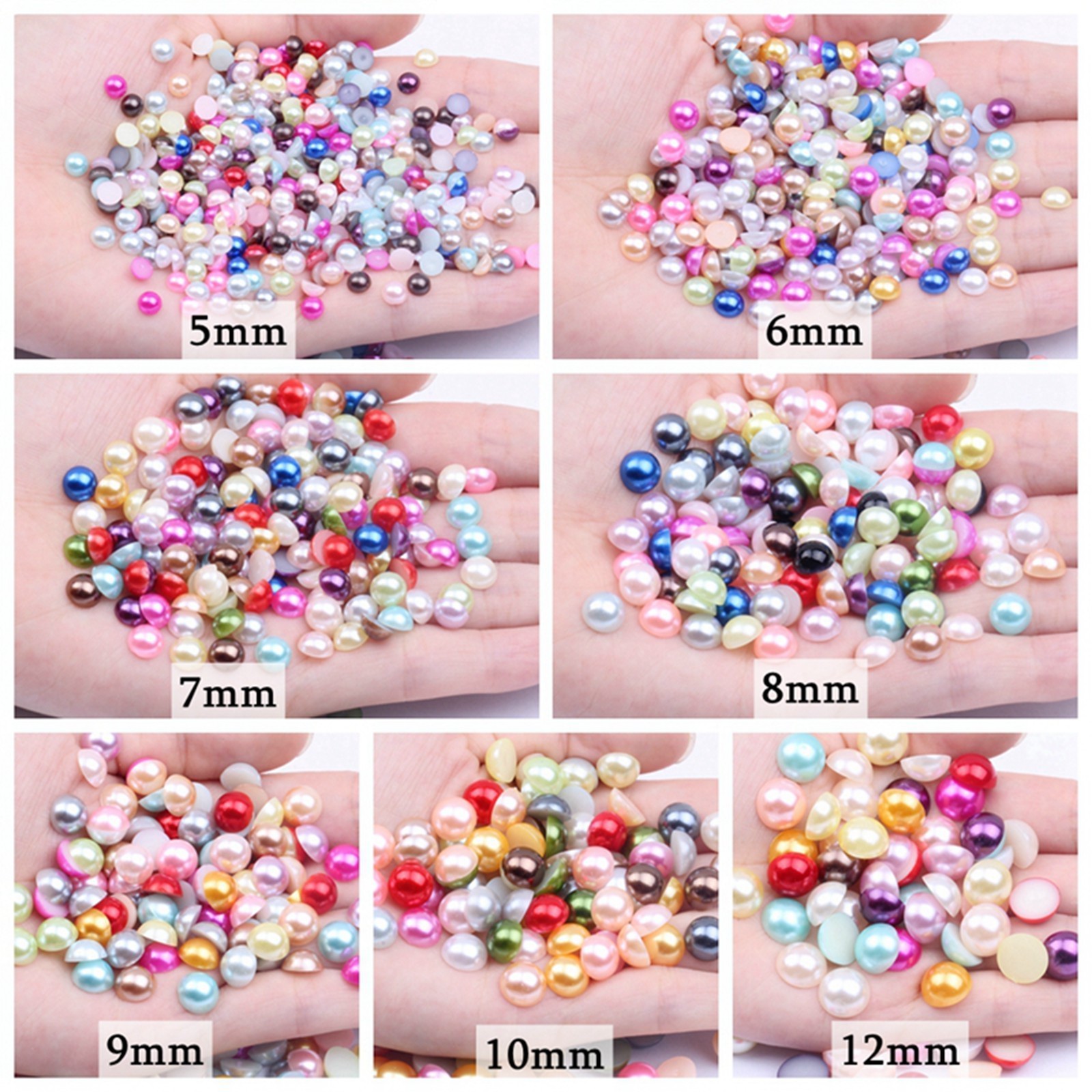 10,000 pcs Acrylic Tiny Half Pearl Flatback Round Bead 1.5mm -4mm Nail Art Tips