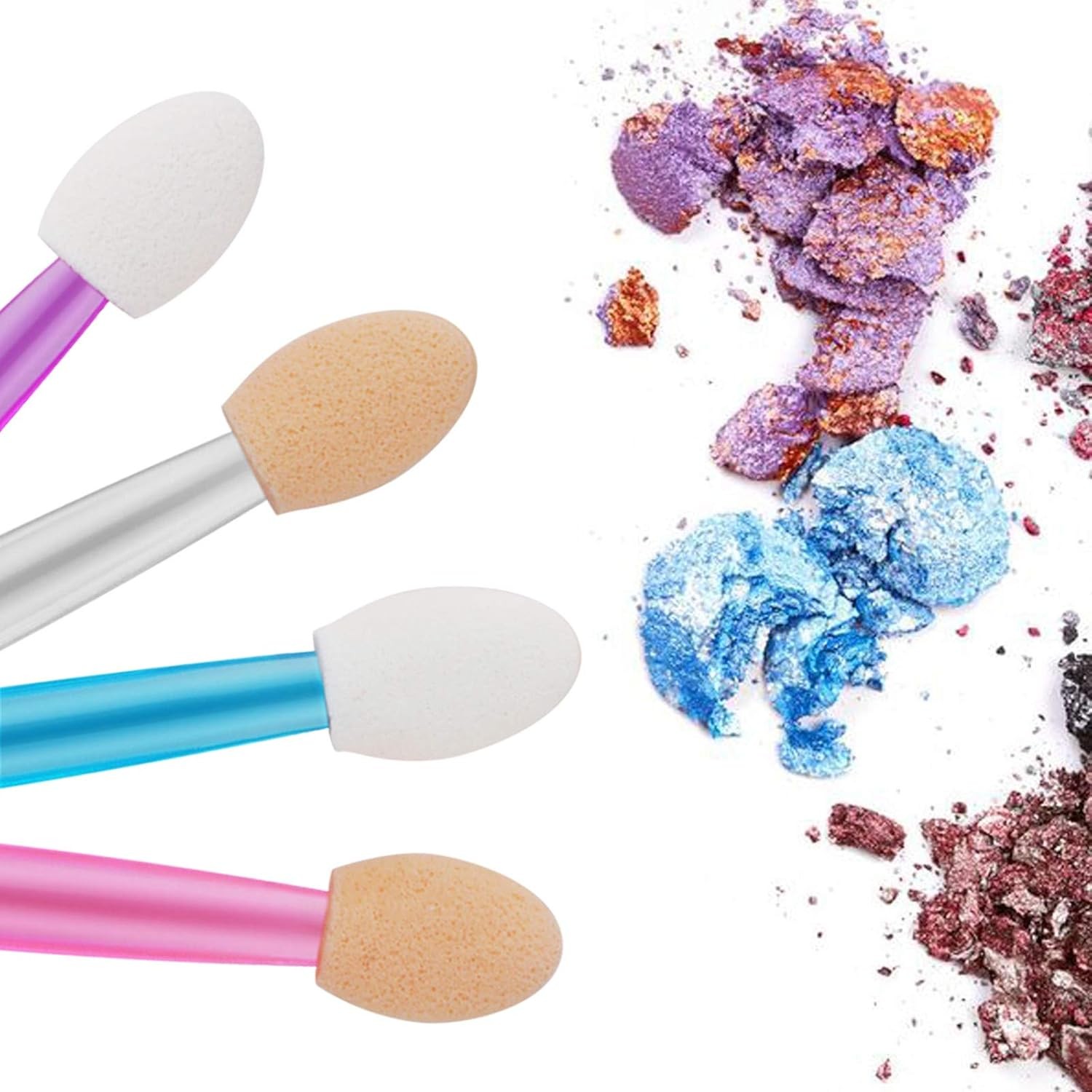 Disposable Sides Eye Shadow Spon Applicators with Container,