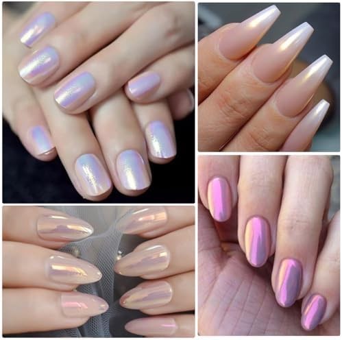 6 Colors Chrome Nail Powder Set, Mirror Effect Metallic Iridescent Mica Powder f